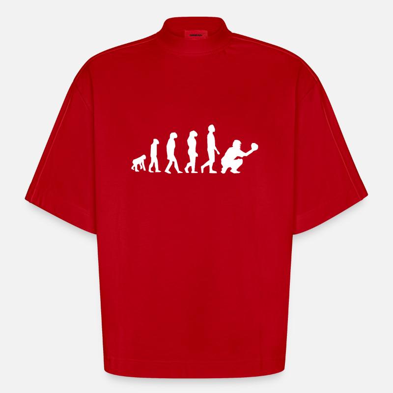 Evolution Baseball - Development Line - Heavyweight Oversized Organic Boxy T-Shirt Made in EU - red