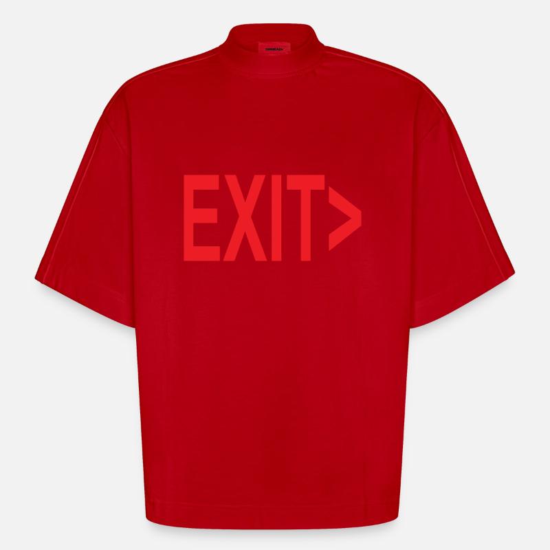Exit / Exit / Emergency Exit - Heavyweight Oversized Organic Boxy T-Shirt Made in EU - red