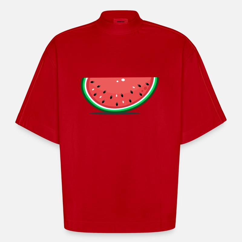 Tranche de design de pastèque - T-shirt bio épais oversize Boxy fabriqué en UE - rouge
