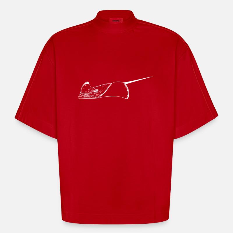 Stingrays in elegant flight - Heavyweight Oversized Organic Boxy T-Shirt Made in EU - red