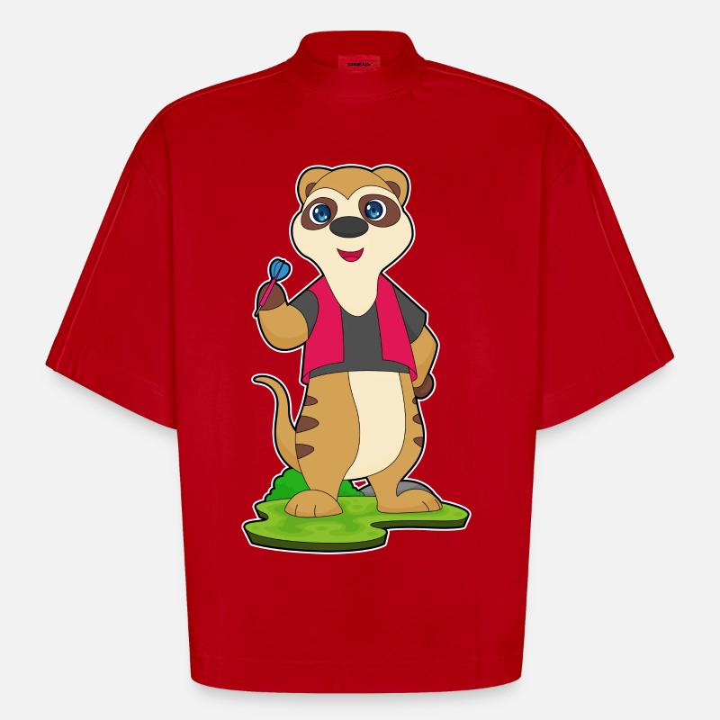 Fléchette suricate - T-shirt bio épais oversize Boxy fabriqué en UE - rouge