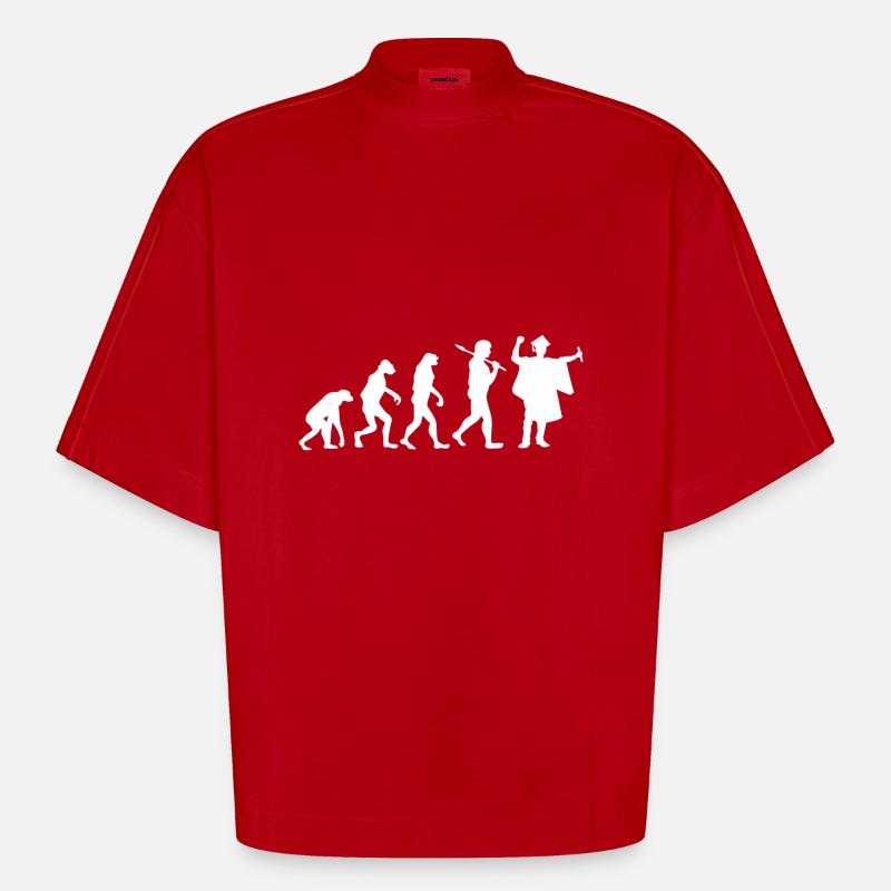 Graduation - Evolution - Cadeau - T-shirt bio épais oversize Boxy fabriqué en UE - rouge