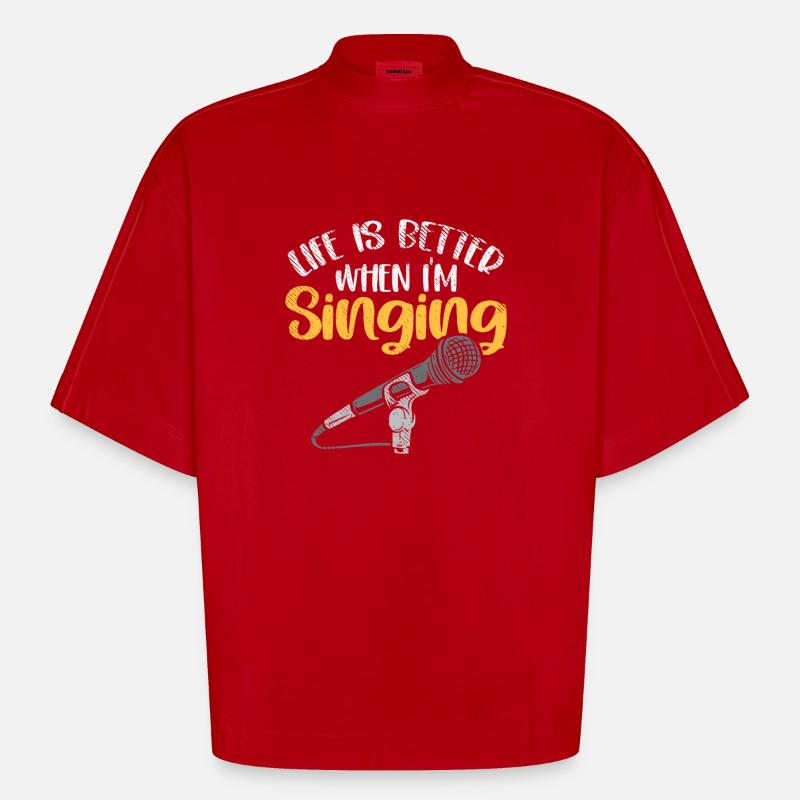 Better Singing – Conception d’auteur-compositeur - T-shirt bio épais oversize Boxy fabriqué en UE - rouge