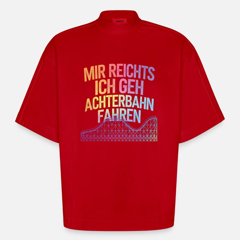 Achterbahn Freizeitpark Roller Coaster - Heavyweight Oversized Organic Boxy T-Shirt Made in EU - Rot