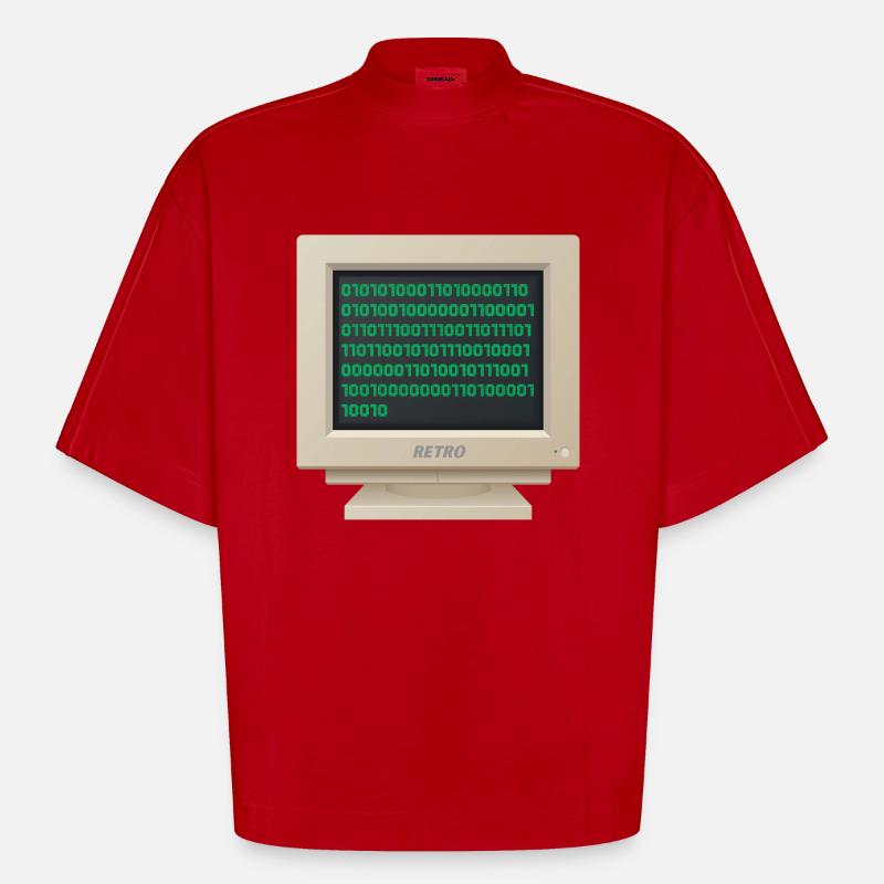 CRT - Binary Code - Heavyweight Oversized Organic Boxy T-Shirt Made in EU - red
