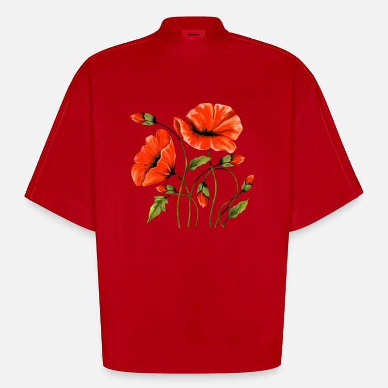 Fleur - T-shirt bio épais oversize Boxy fabriqué en UE - rouge