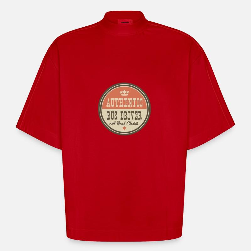 AUTHENTIC BUS DRIVER - BUSFAHRER - Heavyweight Oversized Organic Boxy T-Shirt Made in EU - Rot