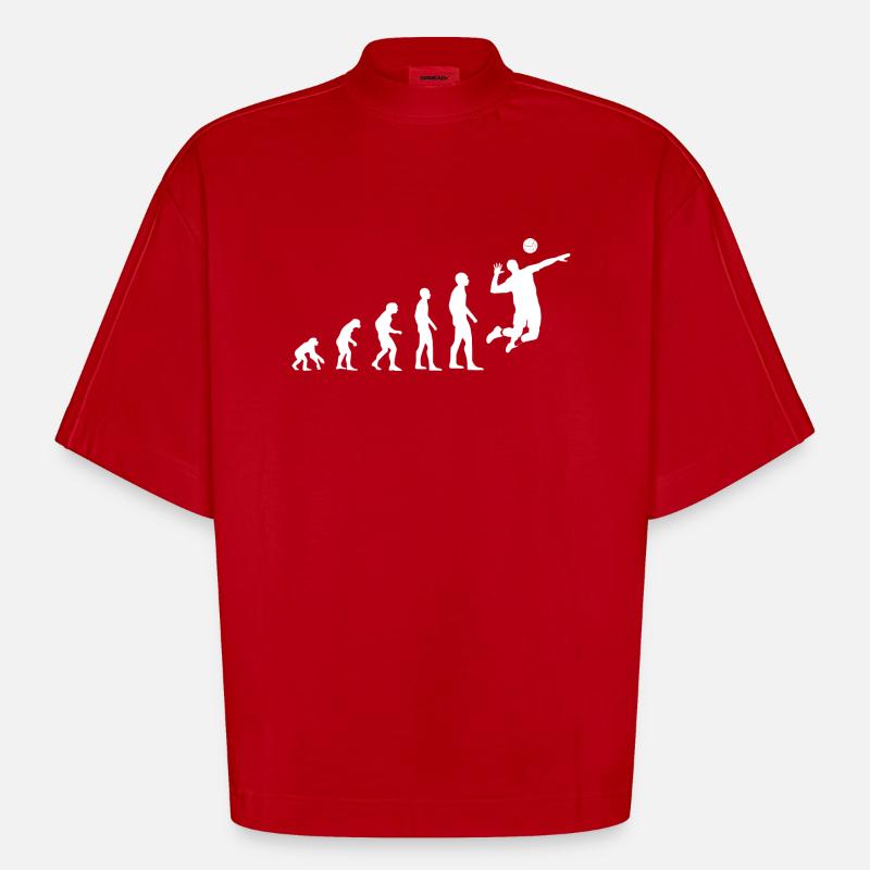 Evolution du volleyball - T-shirt bio épais oversize Boxy fabriqué en UE - rouge