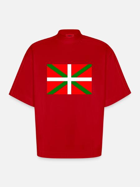 Basque flag - Heavyweight Oversized Organic Boxy T-Shirt Made in EU - red
