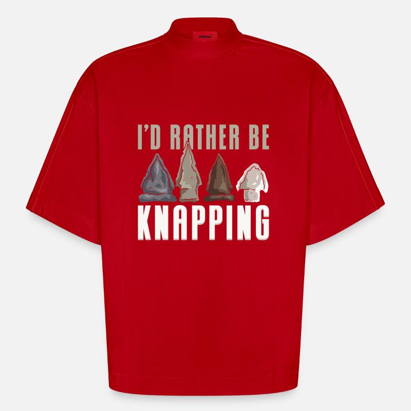 I'd Rather Be Knapping - Heavyweight Oversized Organic Boxy T-Shirt Made in EU - Rot