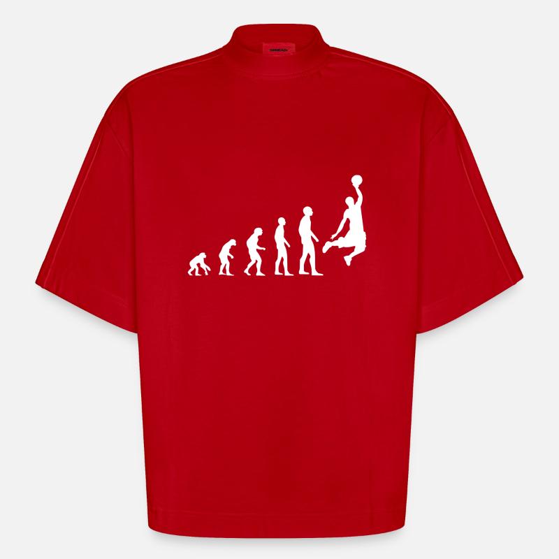 Evolution du basket - T-shirt bio épais oversize Boxy fabriqué en UE - rouge