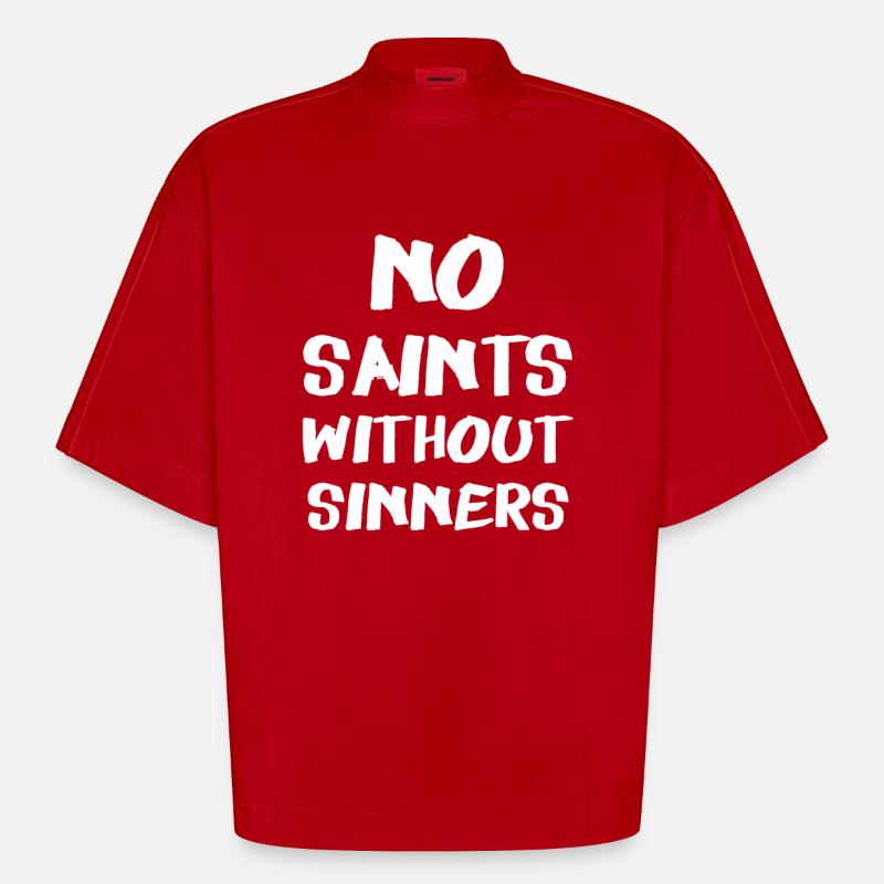 Aucun Saints Sans Sinners - T-shirt bio épais oversize Boxy fabriqué en UE - rouge