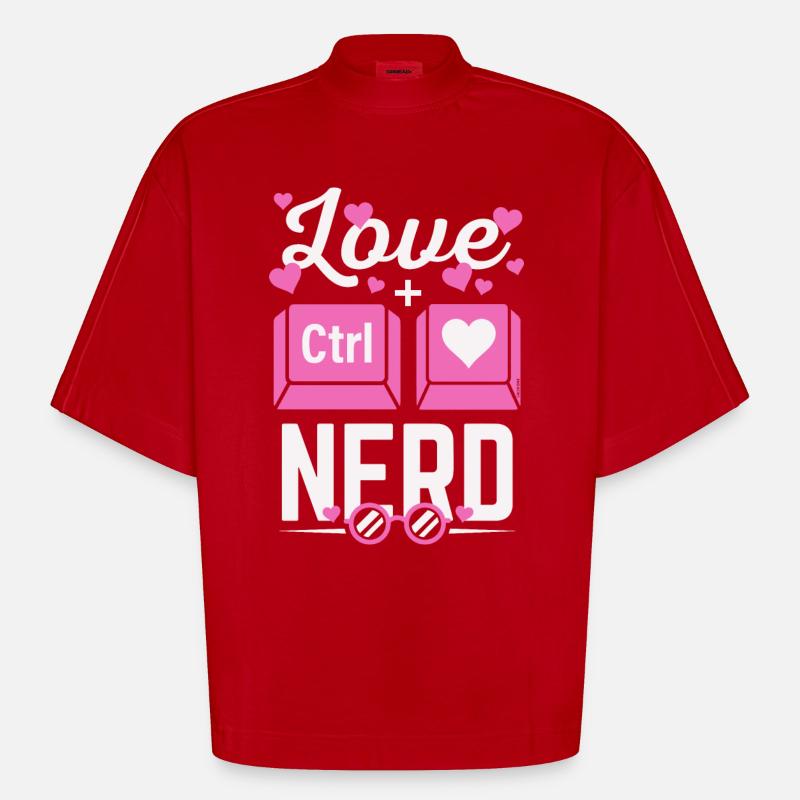Liebe Nerd CTRL - Herz - Heavyweight Oversized Organic Boxy T-Shirt Made in EU - Rot