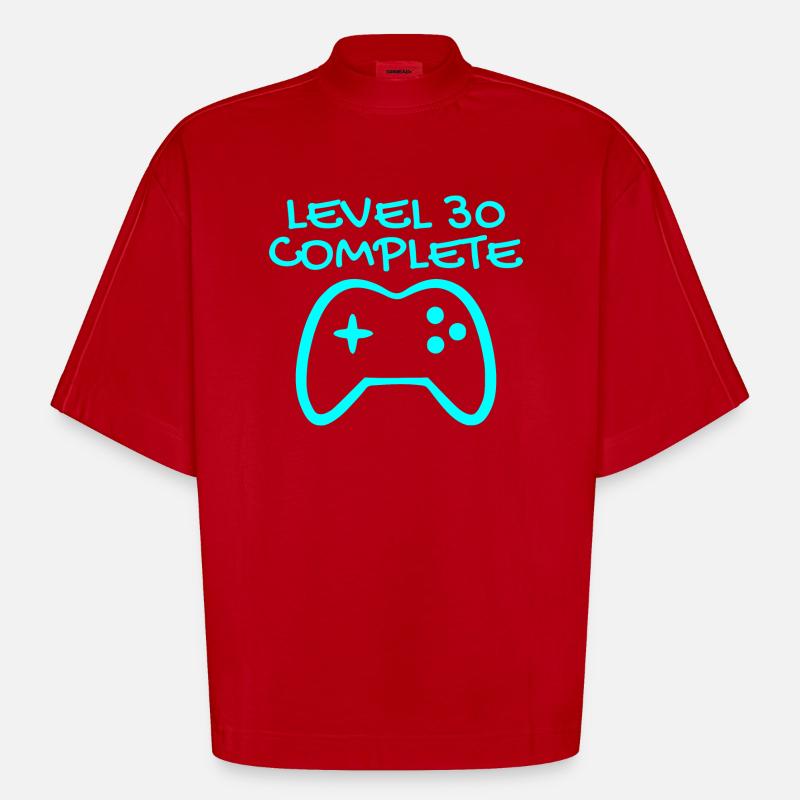 30 anniversaire Niveau 30 Complete - T-shirt bio épais oversize Boxy fabriqué en UE - rouge