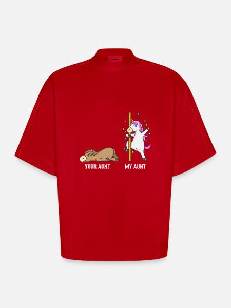 Unicorn hest din moster min tante gave EN - Heavyweight oversized organic boxy T-shirt made in EU - rød