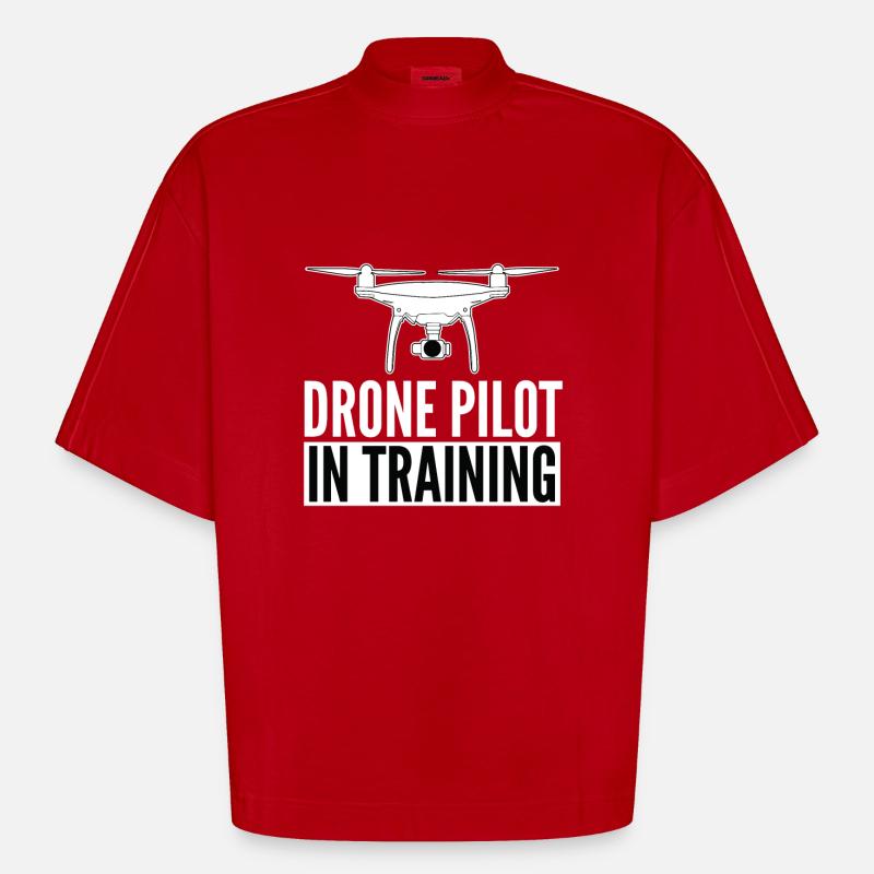 DRONE - Drone pilot in training - Heavyweight Oversized Organic Boxy T-Shirt Made in EU - Rot