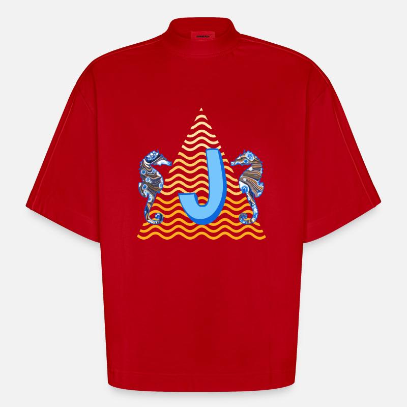 Hippocampe E 262 J - T-shirt bio épais oversize Boxy fabriqué en UE - rouge