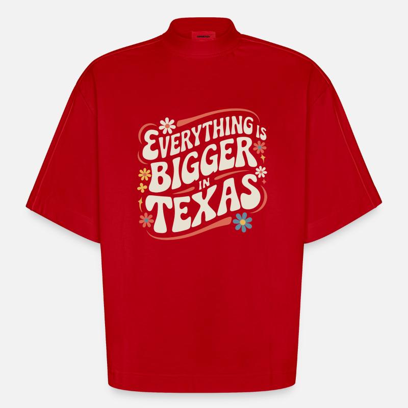 Texas State Texans Texas - Heavyweight Oversized Organic Boxy T-Shirt Made in EU - red