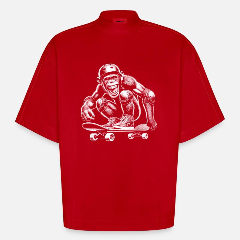 Skateboard - Heavyweight Oversized Organic Boxy T-Shirt Made in EU - red