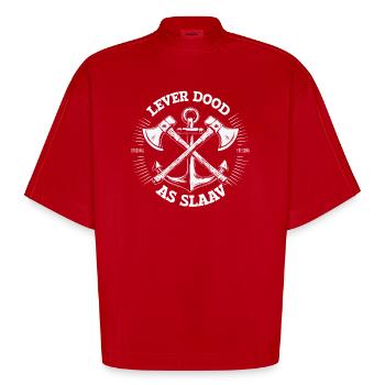 Lever Dood As Slaav - Ostfriesischer Wahlspruch - Heavyweight Oversized Organic Boxy T-Shirt Made in EU - Rot - Vorne