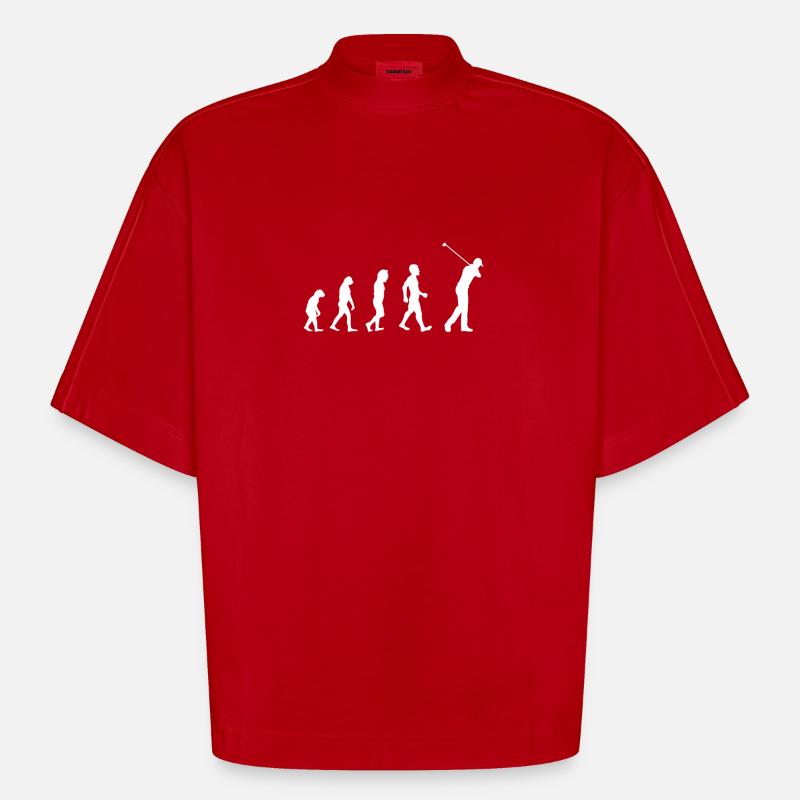 Evolution Golf - Golfer - Geschenk - Golflehrer - Heavyweight Oversized Organic Boxy T-Shirt Made in EU - Rot