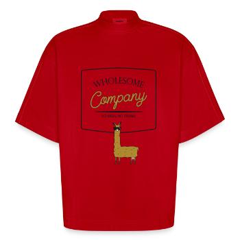 Wholesome Company Lama - Heavyweight Oversized Organic Boxy T-Shirt Made in EU - Rot - Vorne