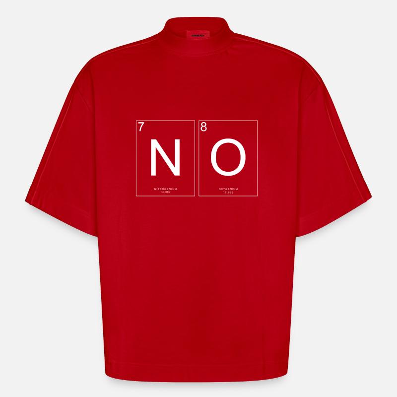 NO - NITROGENIC OXYGENIUM (WHITE) - Heavyweight Oversized Organic Boxy T-Shirt Made in EU - red
