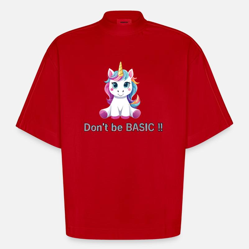 Don't be BASIC !! - T-shirt bio épais oversize Boxy fabriqué en UE - rouge