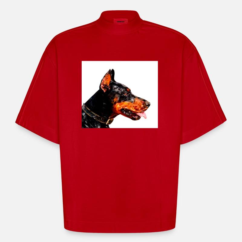 Dobermann - Heavyweight Oversized Organic Boxy T-Shirt Made in EU - Rot