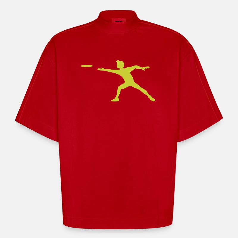 discus diskus diskuswerfer - Heavyweight Oversized Organic Boxy T-Shirt Made in EU - Rot