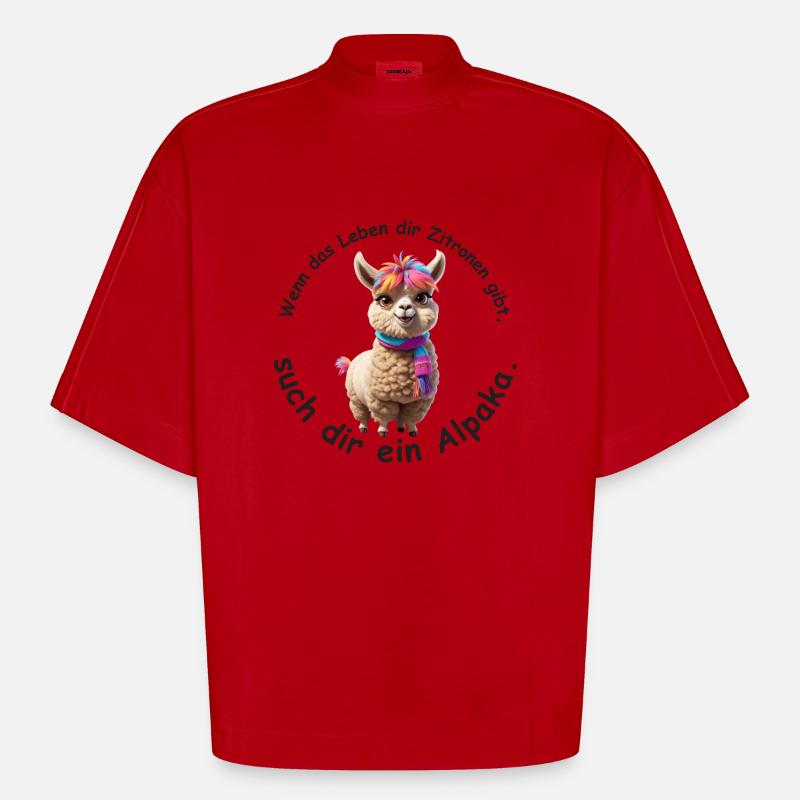 Such dir ein Alpaka - Heavyweight Oversized Organic Boxy T-Shirt Made in EU - Rot