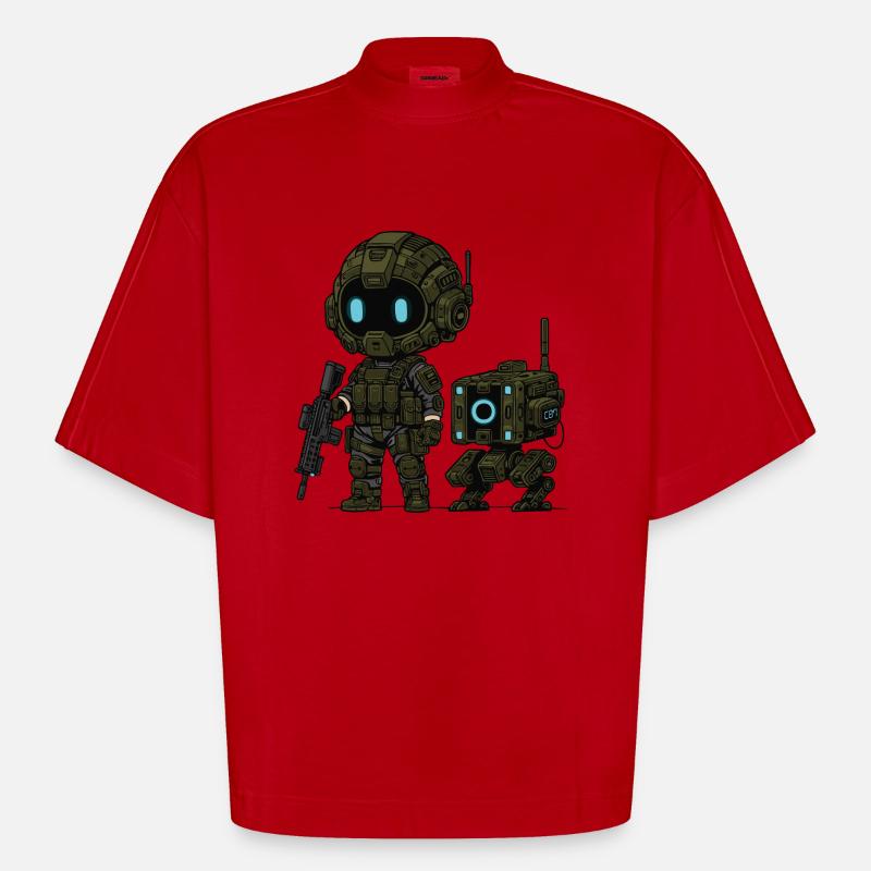Nova-Sentinel mit Sidekick Byte! - Heavyweight Oversized Organic Boxy T-Shirt Made in EU - Rot