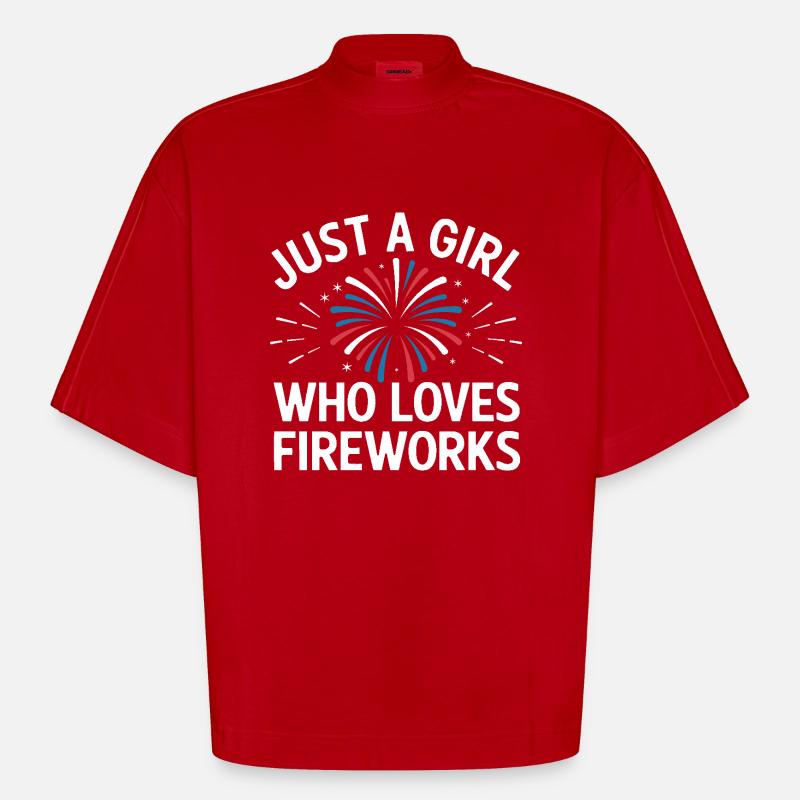 Pyrotechnics Fireworks Pyrotechnics - Heavyweight Oversized Organic Boxy T-Shirt Made in EU - red