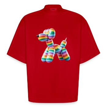 Ballon Hund Pride Regnbue Flag - Heavyweight oversized organic boxy T-shirt made in EU - rød - Foran