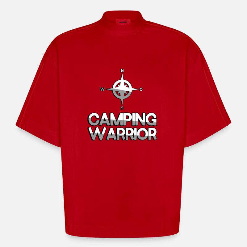 CAMPING WARRIOR + Kompass - Camping - Heavyweight Oversized Organic Boxy T-Shirt Made in EU - Rot