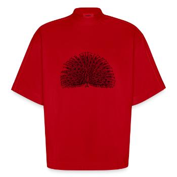 paon - T-shirt bio épais oversize Boxy fabriqué en UE - rouge - Devant