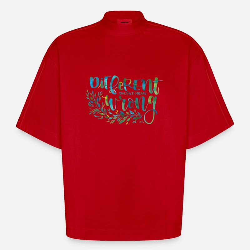 Différent, pas mal - T-shirt bio épais oversize Boxy fabriqué en UE - rouge