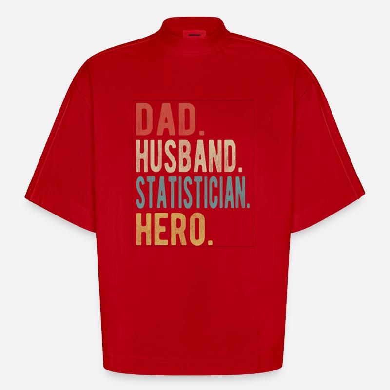 Statistiker Papa Ehemann Held - Heavyweight Oversized Organic Boxy T-Shirt Made in EU - Rot