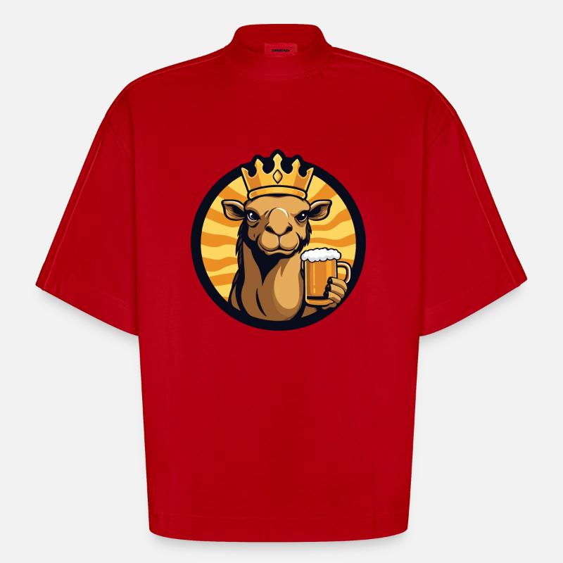 Kamel Bier Comic - Heavyweight Oversized Organic Boxy T-Shirt Made in EU - Rot
