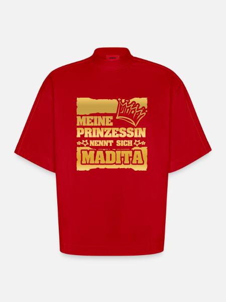 Mädchenname Madita - Heavyweight Oversized Organic Boxy T-Shirt Made in EU - Rot