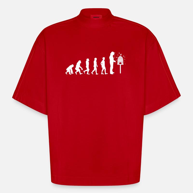 T-Shirt Geschenk - Imker Evolution - Heavyweight Oversized Organic Boxy T-Shirt Made in EU - Rot