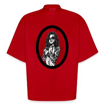 Vrouwen met tatoeage - Heavyweight oversized organic boxy T-shirt made in EU - rood - Voor