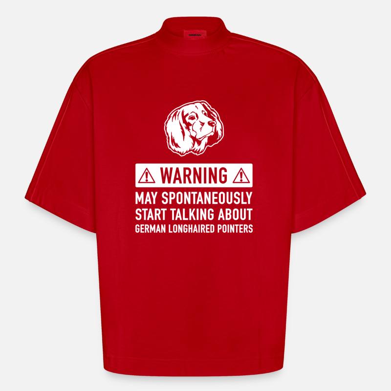 Drôle Pointer Longhair Idée cadeau - T-shirt bio épais oversize Boxy fabriqué en UE - rouge