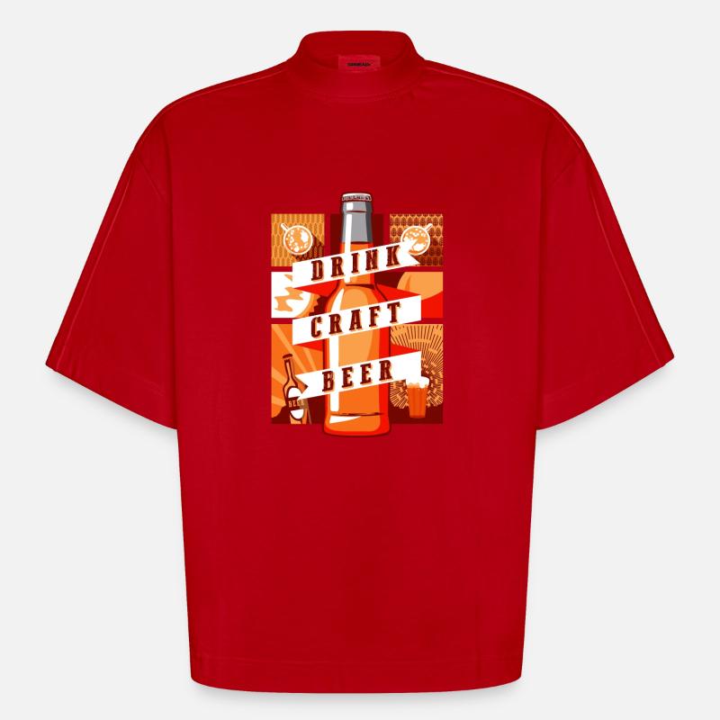 Trink Craftbier - Heavyweight Oversized Organic Boxy T-Shirt Made in EU - Rot