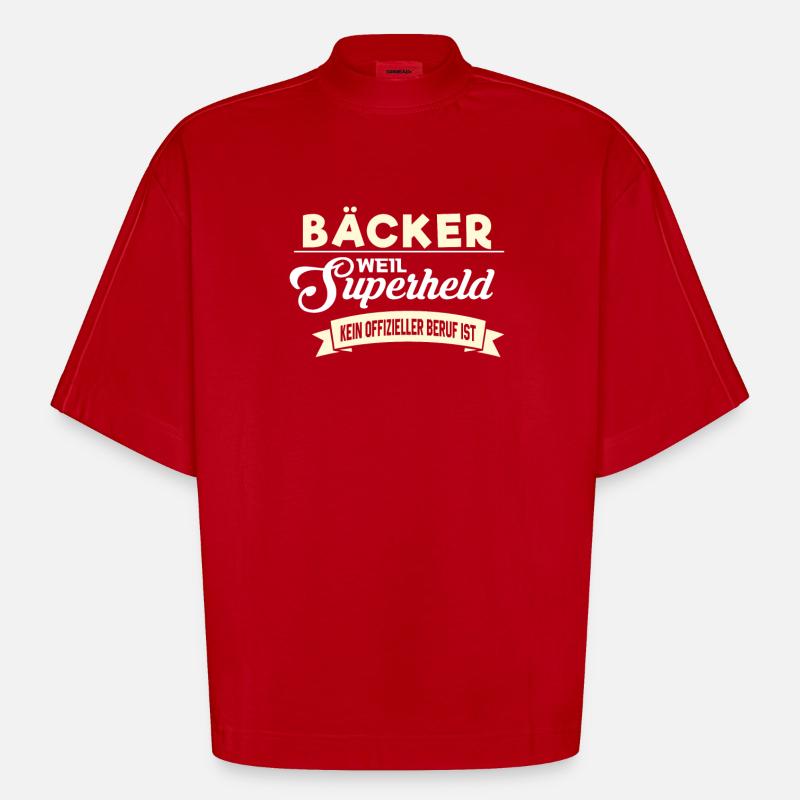 Superheld Beruf Bäcker - Heavyweight Oversized Organic Boxy T-Shirt Made in EU - Rot