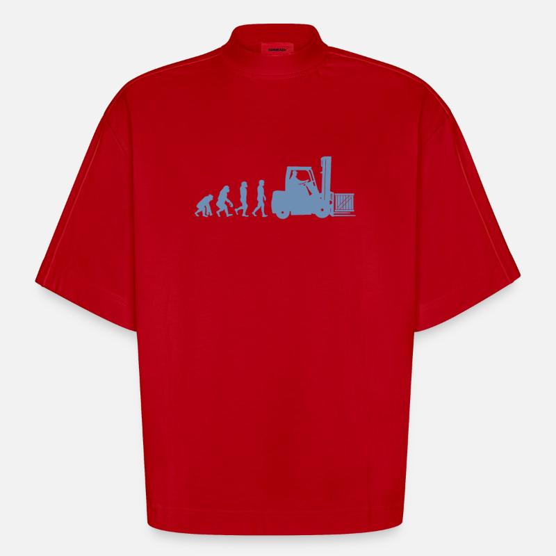 Evolution eines Staplerfahrer - Heavyweight Oversized Organic Boxy T-Shirt Made in EU - Rot