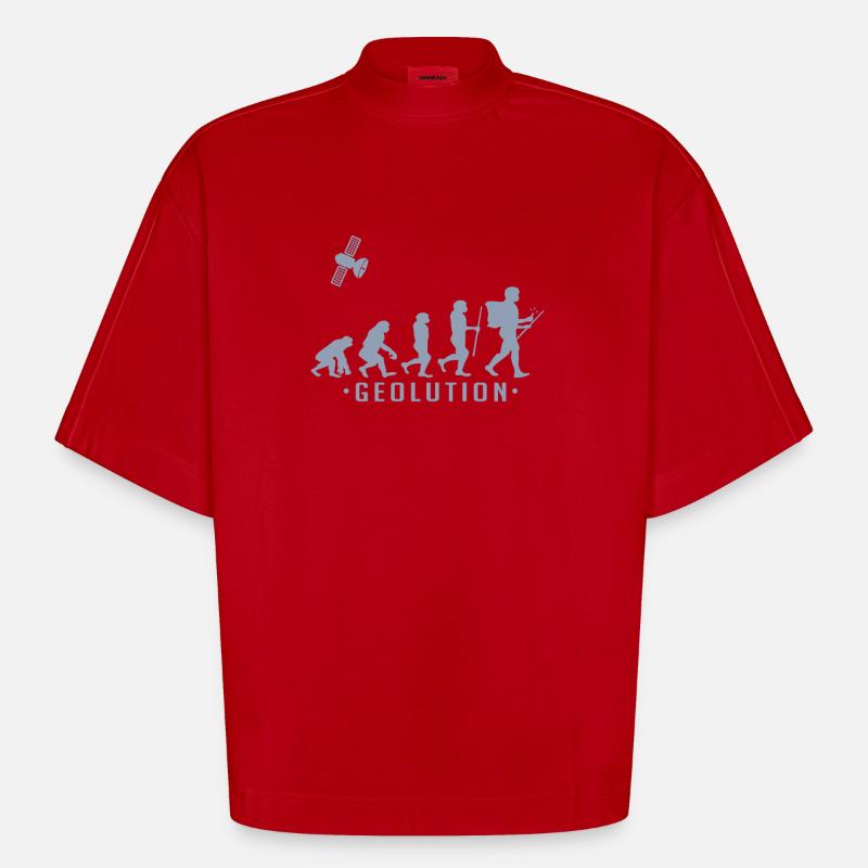 Geocaching evolution Chemise Geolution - T-shirt bio épais oversize Boxy fabriqué en UE - rouge