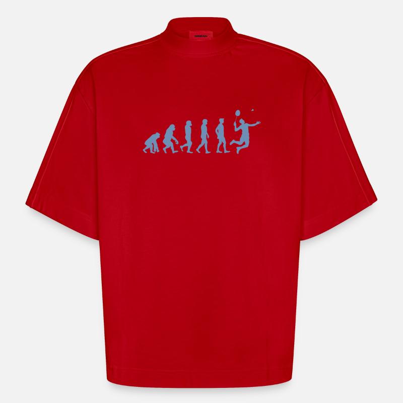 Badminton Evolution Geschenk - Heavyweight Oversized Organic Boxy T-Shirt Made in EU - Rot