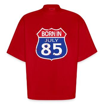 Geboren im Juli 1985 - Heavyweight Oversized Organic Boxy T-Shirt Made in EU - Rot - Vorne
