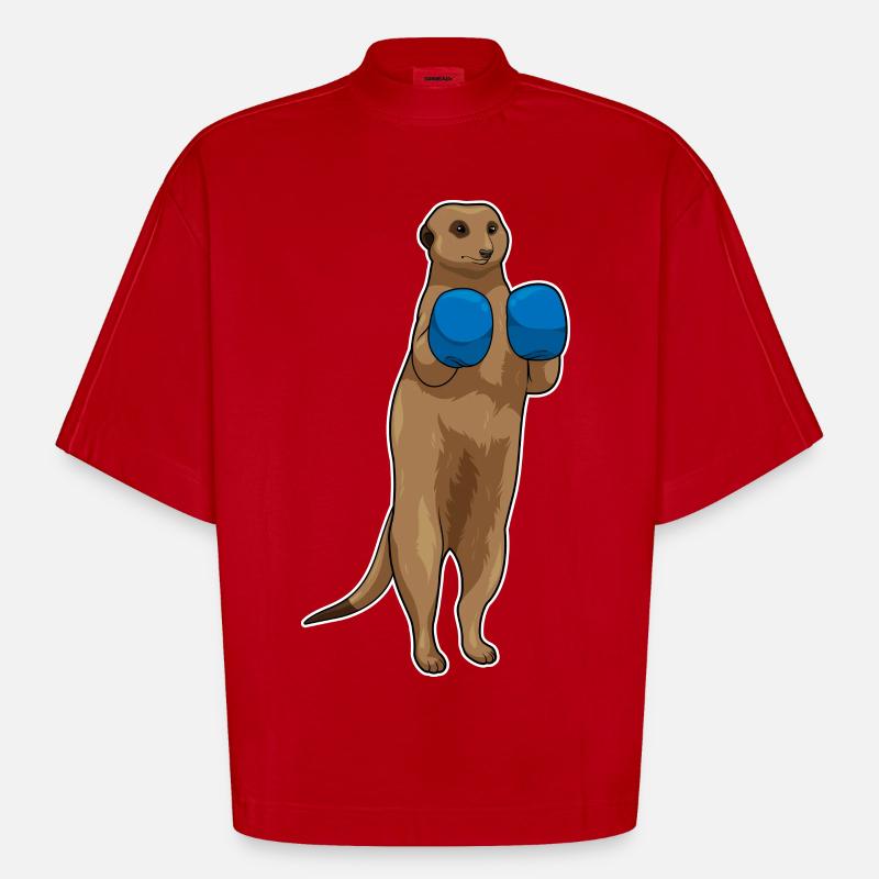 Gants de boxe suricate boxer - T-shirt bio épais oversize Boxy fabriqué en UE - rouge